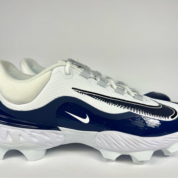 Nike Alpha Huarache Elite 4 Low MCS White Midnight Navy Baseball Cleats Sz 11.5 - Picture 3 of 10
